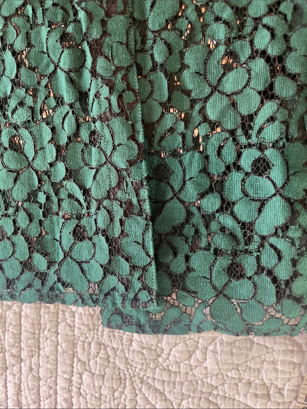 Charter Club Teal Lace Button-Up Blouse - Picture 3 of 5